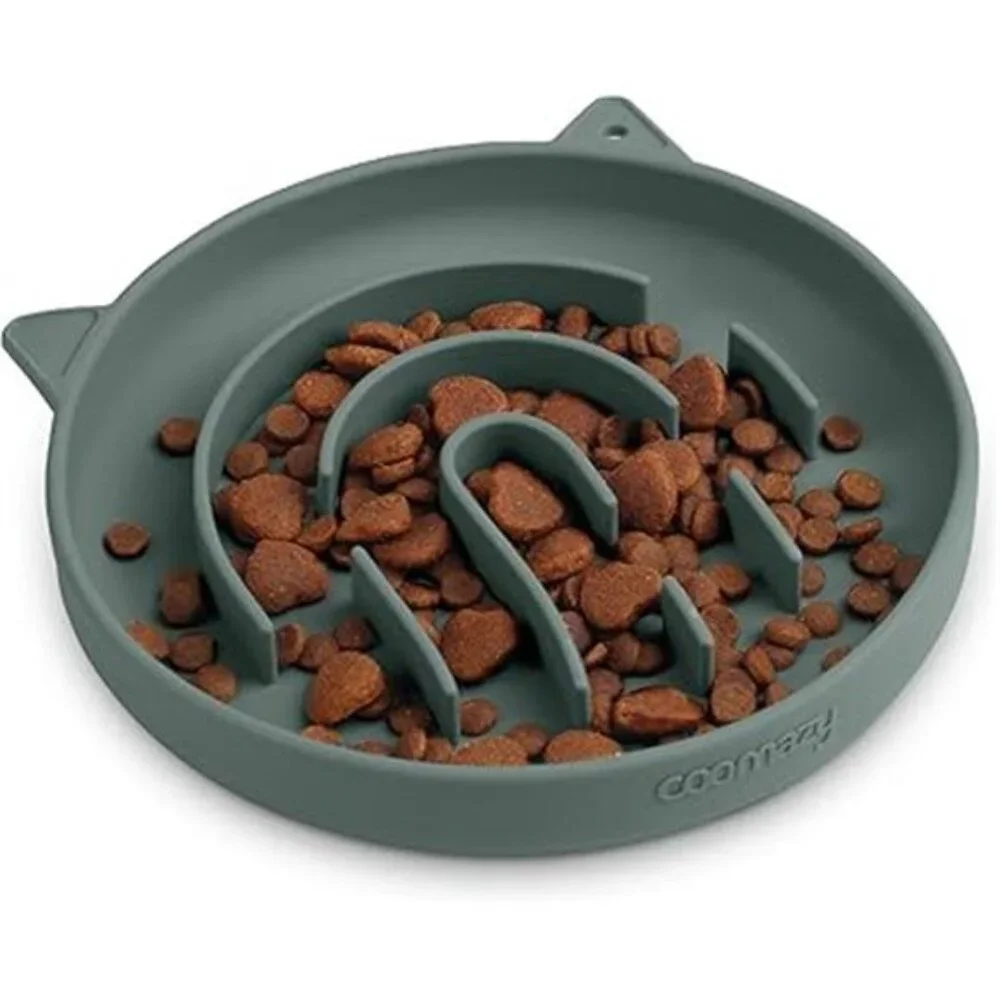 Coomazy Silicone Slow Feeder Dog Cat Bowls, Interactive Puzzle Toy for Pets